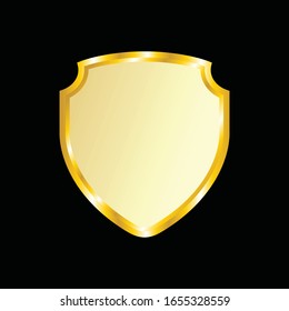 Label vector icon set gold color on black background. Ribbon isolated shapes illustration of gift and accessory. Christmas sticker and decoration for app and web. Banner, badge and borders collection.