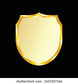 Label vector icon set gold color on black background. Ribbon isolated shapes illustration of gift and accessory. Christmas sticker and decoration for app and web. Banner, badge and borders collection.