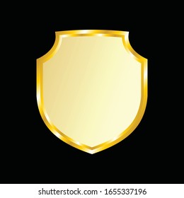 Label vector icon set gold color on black background. Ribbon isolated shapes illustration of gift and accessory. Christmas sticker and decoration for app and web. Banner, badge and borders collection.
