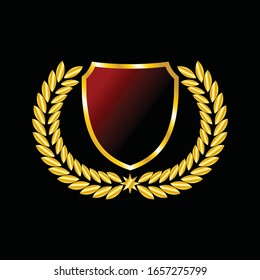 Label vector icon set gold color on black background. Ribbon isolated shapes illustration of gift and accessory. Christmas sticker and decoration for app and web. Banner, badge and borders collection.