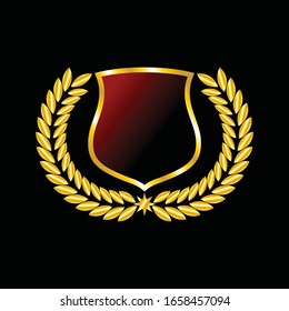Icono del vector de etiquetas definir color dorado en fondo negro. La cinta aislada forma ilustración de regalo y accesorio. Sticker de Navidad y decoración para aplicaciones y web. Colección de carteles, insignias y bordes.