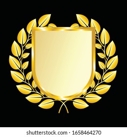 Label vector icon set gold color on black background. Ribbon isolated shapes illustration of gift and accessory. Christmas sticker and decoration for app and web. Banner, badge and borders collection.