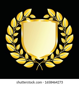 Label vector icon set gold color on black background. Ribbon isolated shapes illustration of gift and accessory. Christmas sticker and decoration for app and web. Banner, badge and borders collection.