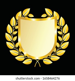 Label vector icon set gold color on black background. Ribbon isolated shapes illustration of gift and accessory. Christmas sticker and decoration for app and web. Banner, badge and borders collection.