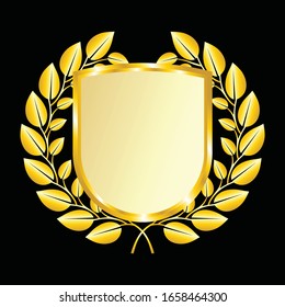 Icono del vector de etiquetas definir color dorado en fondo negro. La cinta aislada forma ilustración de regalo y accesorio. Sticker de Navidad y decoración para aplicaciones y web. Colección de carteles, insignias y bordes.
