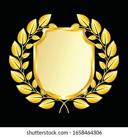 Label vector icon set gold color on black background. Ribbon isolated shapes illustration of gift and accessory. Christmas sticker and decoration for app and web. Banner, badge and borders collection.