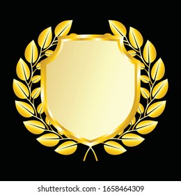 Icono del vector de etiquetas definir color dorado en fondo negro. La cinta aislada forma ilustración de regalo y accesorio. Sticker de Navidad y decoración para aplicaciones y web. Colección de carteles, insignias y bordes.