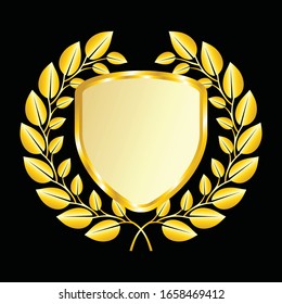 Label vector icon set gold color on black background. Ribbon isolated shapes illustration of gift and accessory. Christmas sticker and decoration for app and web. Banner, badge and borders collection.