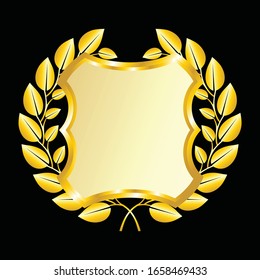 Das Label-Vektorillustration-Symbol setzt eine goldene Farbe auf schwarzem Hintergrund. Das Band ist isoliert in Form von Geschenkideen und Accessoires. Weihnachtsaufkleber und Dekoration für App und Web. Banner-, Abzeichen- und Grenzkollektion.