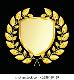 Label vector icon set gold color on black background. Ribbon isolated shapes illustration of gift and accessory. Christmas sticker and decoration for app and web. Banner, badge and borders collection.