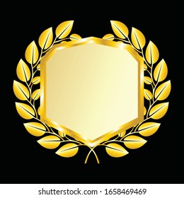 Icono del vector de etiquetas definir color dorado en fondo negro. La cinta aislada forma ilustración de regalo y accesorio. Sticker de Navidad y decoración para aplicaciones y web. Colección de carteles, insignias y bordes.