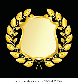 Label vector icon set gold color on black background. Ribbon isolated shapes illustration of gift and accessory. Christmas sticker and decoration for app and web. Banner, badge and borders collection.