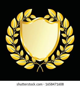 Label vector icon set gold color on black background. Ribbon isolated shapes illustration of gift and accessory. Christmas sticker and decoration for app and web. Banner, badge and borders collection.
