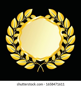 Label vector icon set gold color on black background. Ribbon isolated shapes illustration of gift and accessory. Christmas sticker and decoration for app and web. Banner, badge and borders collection.