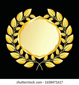 Icono del vector de etiquetas definir color dorado en fondo negro. La cinta aislada forma ilustración de regalo y accesorio. Sticker de Navidad y decoración para aplicaciones y web. Colección de carteles, insignias y bordes.