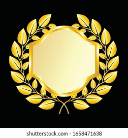 Icono del vector de etiquetas definir color dorado en fondo negro. La cinta aislada forma ilustración de regalo y accesorio. Sticker de Navidad y decoración para aplicaciones y web. Colección de carteles, insignias y bordes.