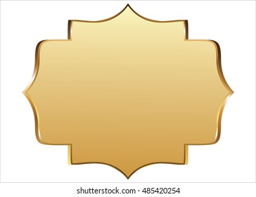 Label vector icon set gold color on white background. Ribbon isolated shapes illustration of gift and accessory. Christmas sticker and decoration for app and web. Banner, badge and borders collection.