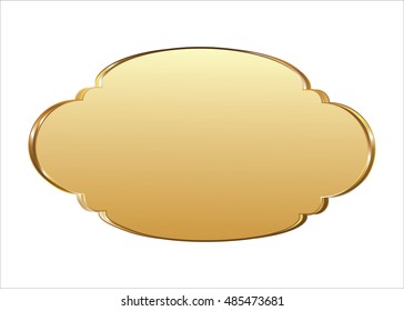 Label vector icon set gold color on white background. Ribbon isolated shapes illustration of gift and accessory. Christmas sticker and decoration for app and web. Banner, badge and borders collection.