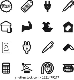 label vector icon set such as: message, pictogram, logistic, care, contact, arm, bucket, gift, heat, careful, protect, arrow, icons, style, line, clean, object, scanner, roof, pricing, laundry, box