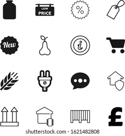 label vector icon set such as: shield, image, barley, copy, cereal, code, diet, protein, natural, fruit, post, box, commerce, basket, sweet, finance, jar, adapter, electric, plant, seal, text