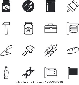 label vector icon set such as: safety, party, cereal, loaf, reach, liquid, baguette, flour, emergency, shop, accident, pole, harvest, security, tasty, flag, collection, map, cherry, infertility