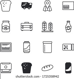 label vector icon set such as: office, truck, vegetable, grow, ketchup, science, harvest, flour, cargo, chili, tomato, road, grain, paste, city, product, ear, transportation, shipping, movie, spice