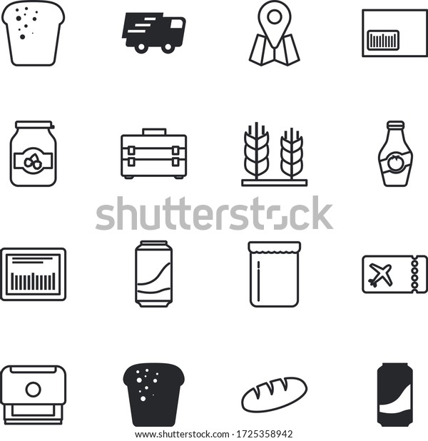 label vector icon set such as: office, truck,\
vegetable, grow, ketchup, science, harvest, flour, cargo, chili,\
tomato, road, grain, paste, city, product, ear, transportation,\
shipping, movie, spice