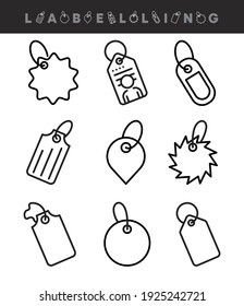 Label vector icon sets. Editable line. Label, website app or logo sets. Tag sale icon vector, tag set.
