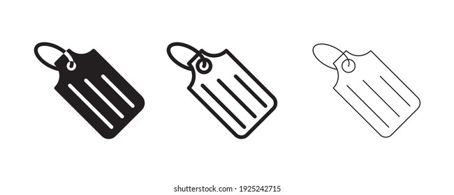 Label vector icon. This icon is a rectangular tag icon for trading goods. Editable alternating line. Label, price icon sticker symbol. Tag sale vector, tag set.