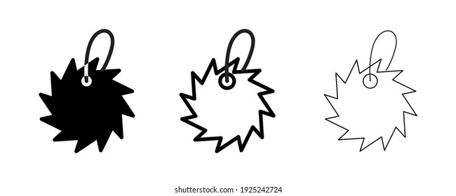 Label vector icon. This symbol is a round label symbol inside similar to a saw blade. Editable alternating line. Label, price icon sticker symbol. Tag sale icon vector, tag set.