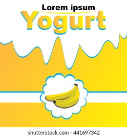 Label vector illustration of yogurt with banana taste