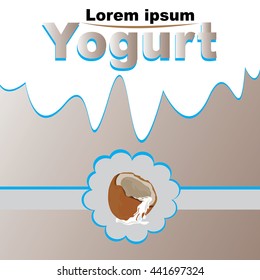Label vector illustration of yogurt with coconut taste