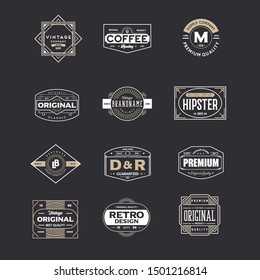 Label Vector logo Set Frame with gold and white color