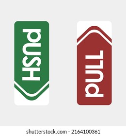 Label vector template arrows pointing to Push or Pull for door instruction