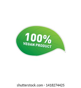 Label vegetarian food. Vector healthy food icon. 100 percent vegan food. Sticker organic products.