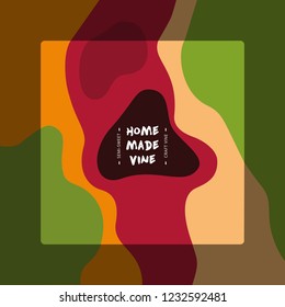 Label for Vine. Abstract style with shape. Alcohol industry emblem. Homemade. Bright background.