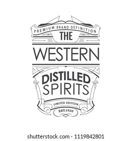 Label vintage hand drawn border typography design vector