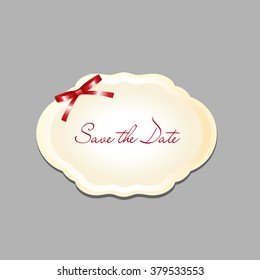 label in vintage style. save the date  sticker isolated on gray. 