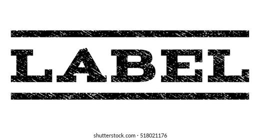 Label watermark stamp. Text caption between horizontal parallel lines with grunge design style. Rubber seal stamp with dirty texture. Vector black color ink imprint on a white background.