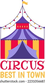Label web banner welcome to the circus carnival slogan, badge tag celebration holiday vector icon illustration isolated on white