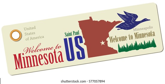 Label Welcome to Minnesota for tourism. Vector illustration.