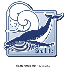 Label with a whale