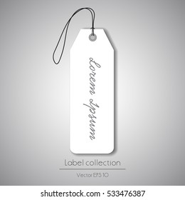 Label white hanging tag collection illustration on gray background
