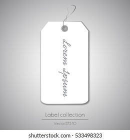 Label white hanging tag collection illustration on gray background