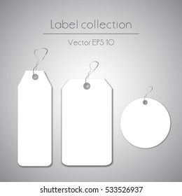Label white set hanging tag collection illustration on gray background