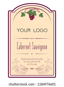 Label wine beverage vintage elegant illustration vector design ,