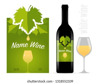 label for wine bottle, white wine. Template for your modern design. Minimalism style. Vector illustration