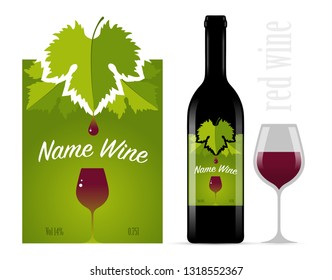 label for wine bottle, young red wine. Template for your modern design. Minimalism style. Vector illustration