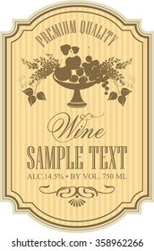 label for wine with a bowl of fruit and lilac