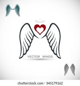 Label with wings and heart